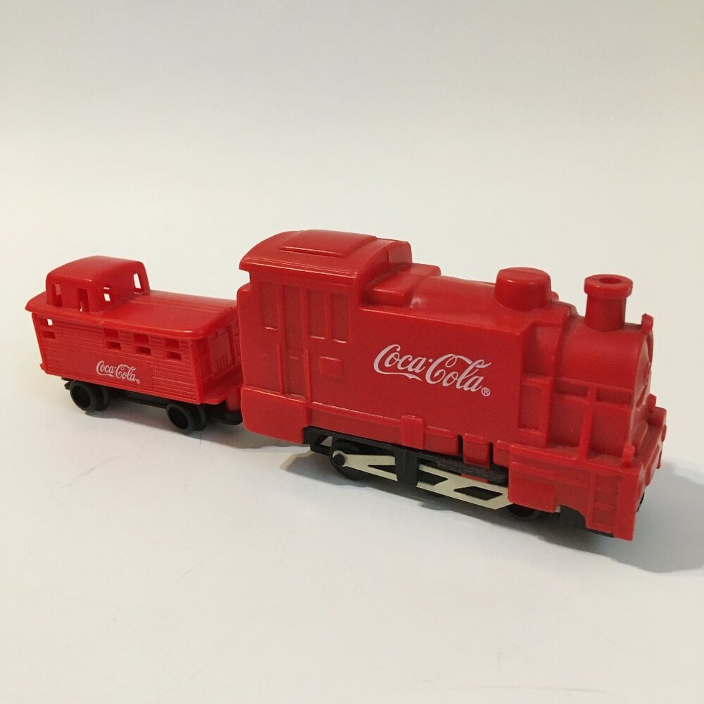 Coca Cola Red Toy Trains Set 2 Engine Passenger Plastic Advertising Collectible